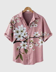 Blossom Breeze Shirt – Sakura-Inspired Floral Print on Soft Pink