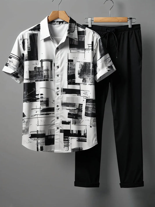 Street Art Inspired Co-ord – Graphic Shirt with Relaxed Black Trousers