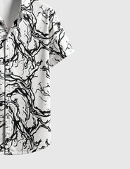 Monochrome Marble Flow Shirt – Black Abstract Swirl Print on White