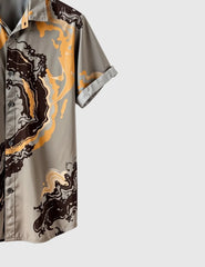 Lava Flow Luxe Shirt – Abstract Swirl Print in Earthy Tones