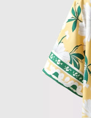 Men's Yellow Hawaiian Floral Print Short Sleeve Shirt