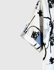 Ink Bloom Abstract Shirt – White & Blue Watercolor Splatter Print