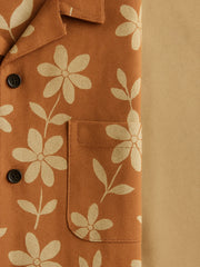 Retro Bloom Co-ord Set – Korean Fit Shirt with Minimal Beige Pants