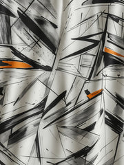 Korean Summer Co-ord – Graphic Brushstroke Shirt with Neutral Trousers