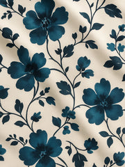 Classy Teal Bloom Co-ord – Korean Fit Floral Shirt & Neutral Bottoms