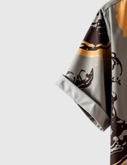 Lava Flow Luxe Shirt – Abstract Swirl Print in Earthy Tones