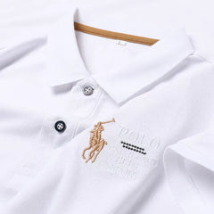 Classic Polo T-Shirt with Golden Rider Embroidery – Premium Sports Edition