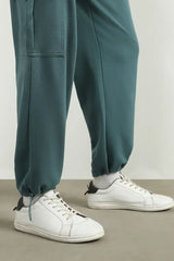 Men’s Korean Teal Blue Cargo Joggers – Relaxed Fit, Streetwear Style with Multiple Utility Pockets & Adjustable Drawstring Hem