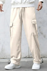 Men’s Korean Arctic Wolf Cargo Joggers – Relaxed Fit, Streetwear Style with Multiple Utility Pockets & Adjustable Drawstring Hem