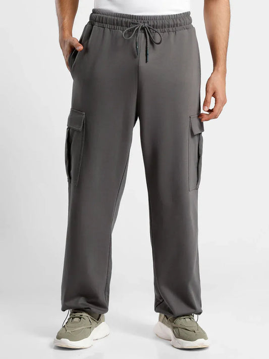 Men’s Korean Dark Grey Cargo Joggers – Relaxed Fit, Streetwear Style with Multiple Utility Pockets & Adjustable Drawstring Hem
