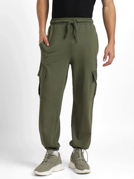 Men’s Korean Military Green Cargo Joggers – Relaxed Fit, Streetwear Style with Multiple Utility Pockets & Adjustable Drawstring Hem