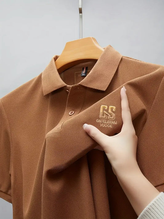 Gentlemen’s Signature Polo T-Shirt – Premium Knit Texture with GS Embroidery