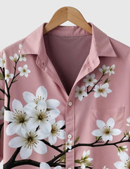Blossom Breeze Shirt – Sakura-Inspired Floral Print on Soft Pink