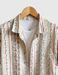 Boho Breeze Men's Tribal Stripe Shirt – Effortless Cool with Cultural Flair