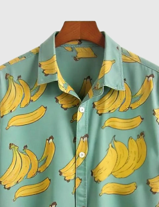 Peel Good Vibes Banana Print Men's Summer Shirt – Playful & Bold Style