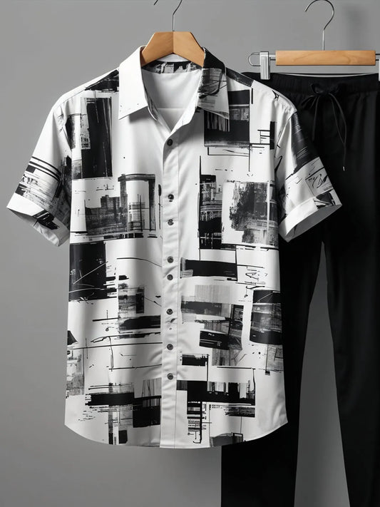 Street Art Inspired Co-ord – Graphic Shirt with Relaxed Black Trousers