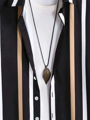 Modern Korean Co-ord – Multi-Stripe Cotton Shirt with Black Trousers