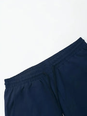 Korean Style Co-ord – Navy Blue Shirt with Palm Tree Print & Relaxed Pants