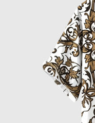 Regal Baroque Bloom Shirt – Golden Ornate Print on Classic White