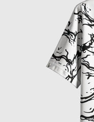 Monochrome Marble Flow Shirt – Black Abstract Swirl Print on White