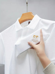 Gentlemen’s Signature Polo T-Shirt – Premium Knit Texture with GS Embroidery