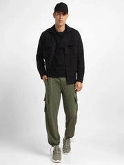 Men’s Korean Military Green Cargo Joggers – Relaxed Fit, Streetwear Style with Multiple Utility Pockets & Adjustable Drawstring Hem