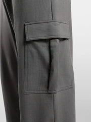 Men’s Korean Dark Grey Cargo Joggers – Relaxed Fit, Streetwear Style with Multiple Utility Pockets & Adjustable Drawstring Hem