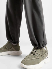 Men’s Korean Dark Grey Cargo Joggers – Relaxed Fit, Streetwear Style with Multiple Utility Pockets & Adjustable Drawstring Hem