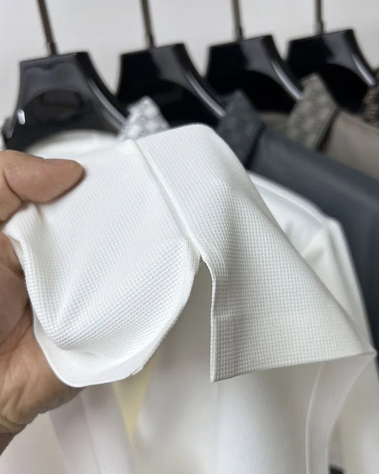 Designer Polo T-Shirt with Signature Pattern Collar & Z Club Metal Logo Badge