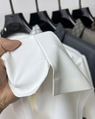 Designer Polo T-Shirt with Signature Pattern Collar & Z Club Metal Logo Badge