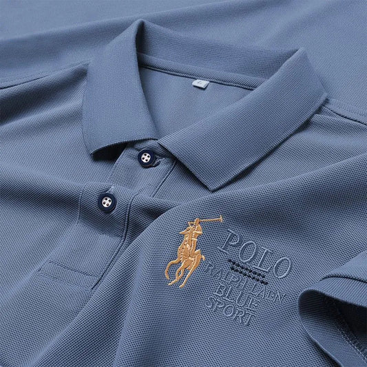 Classic Polo T-Shirt with Golden Rider Embroidery – Premium Sports Edition