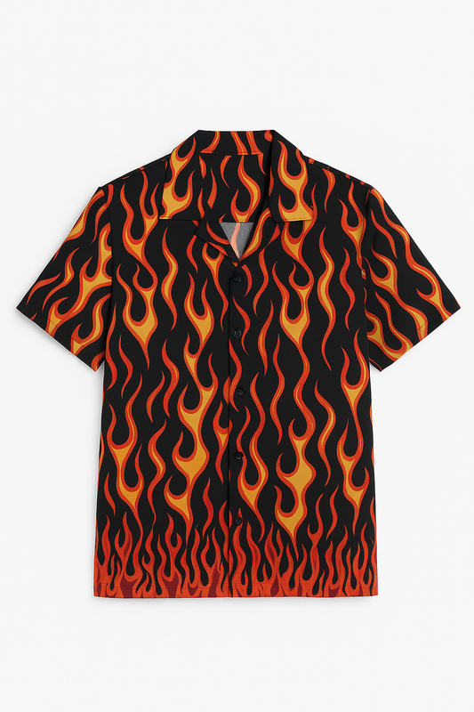 Fire print oversize shirt