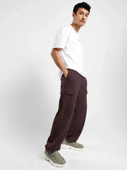Men’s Korean Brown Cargo Joggers – Relaxed Fit, Streetwear Style with Multiple Utility Pockets & Adjustable Drawstring Hem