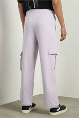 Men’s Korean Lavender Cargo Joggers – Relaxed Fit, Streetwear Style with Multiple Utility Pockets & Adjustable Drawstring Hem