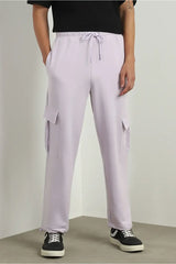 Men’s Korean Lavender Cargo Joggers – Relaxed Fit, Streetwear Style with Multiple Utility Pockets & Adjustable Drawstring Hem
