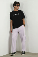 Men’s Korean Lavender Cargo Joggers – Relaxed Fit, Streetwear Style with Multiple Utility Pockets & Adjustable Drawstring Hem