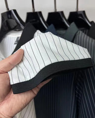 Modern Pinstripe Polo T-Shirt Contrast Collar & Button Placket – Sophisticated Casualwear for Men