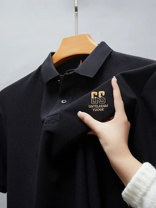 Gentlemen’s Signature Polo T-Shirt – Premium Knit Texture with GS Embroidery